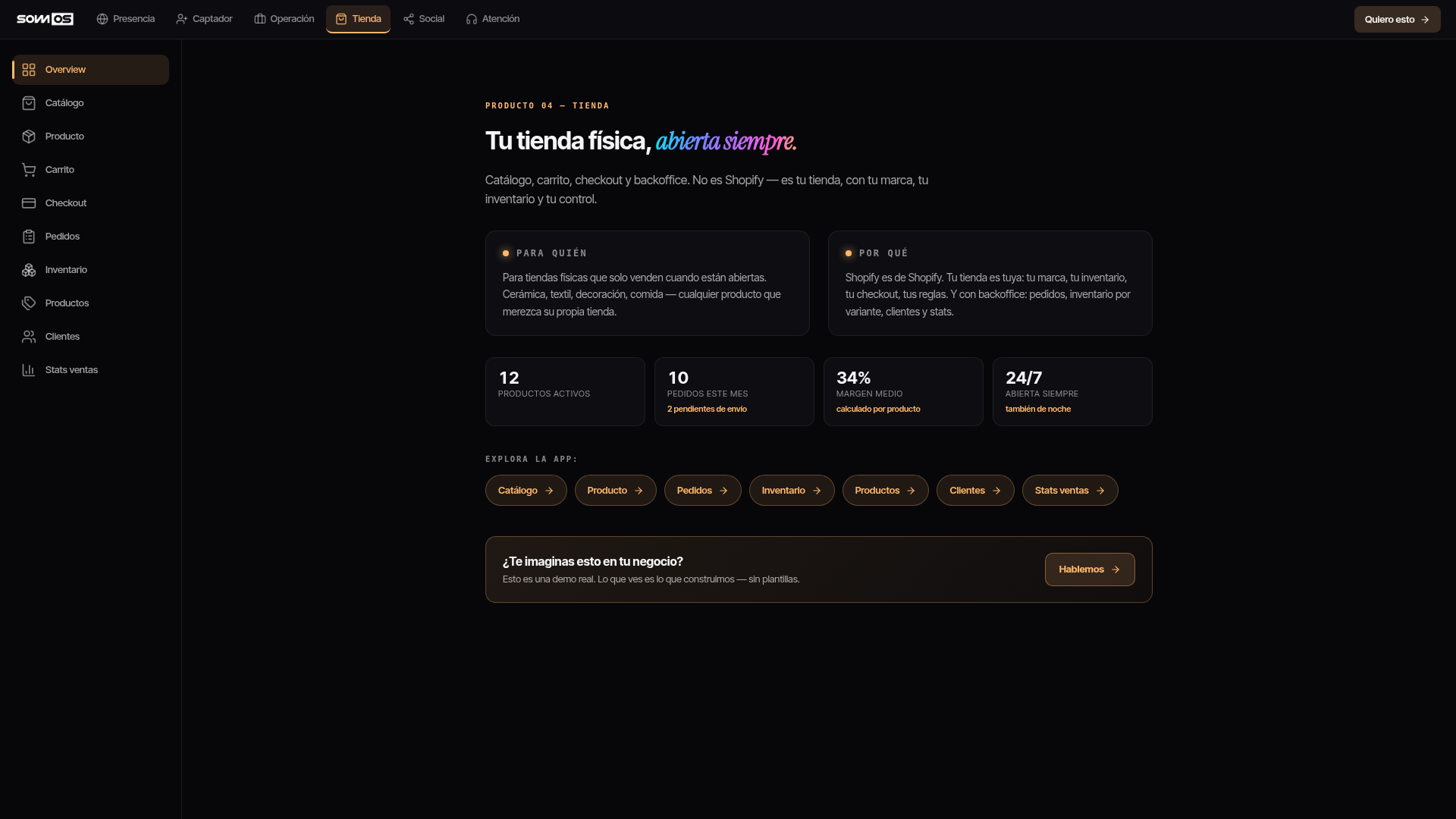 Demo de Tienda: catálogo, carrito y pedidos con la marca del negocio